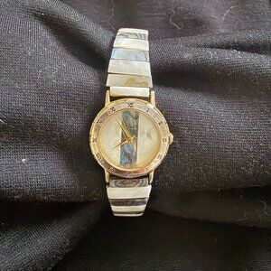 Working- new battery-Vienna Women's Faux Shell Stretch Band Analog Watch